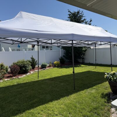 Rent A 10x30 Feet Pop Up Party Tent (White) Polyester Fabric Top | Tents for Parties, Weddings, Birthdays, Banquets, Fiestas, Workshop, Outdoor Event