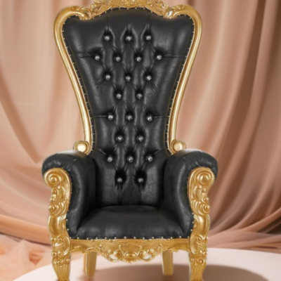 Rent a Throne Chair (Black and Gold)