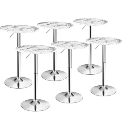 Rent a Round Pub Table Height Adjustable, 360° Swivel Cocktail Pub Table with Sliver Leg and Base for Home, Bar Table